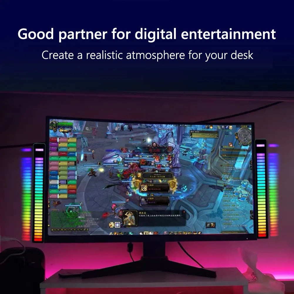 Smart RGB Symphony Sound Control LED Light Music Rhythm Ambient Pickup Lamp App Control For Compute Gaming Desktop Decor