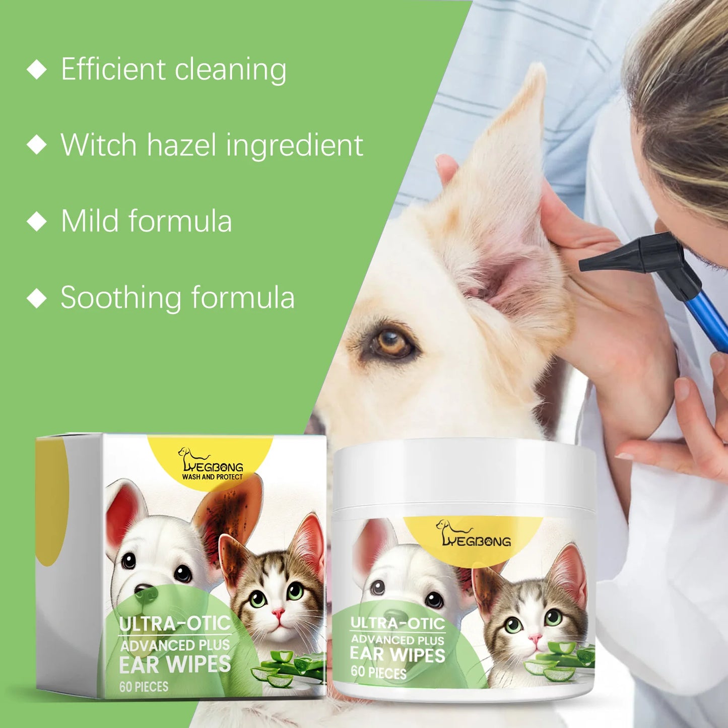 PawSoothe™ Hypoallergenic Ear Wipes – Gentle Cleaning for Dogs & Cats