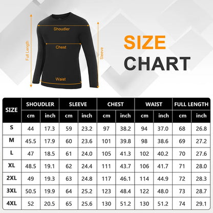 Men Thermal Underwear Tops Fleece Thickened T-Shirt 4-Way Stretch Winter Thermo Pullover Long Sleeve Base Tee Moisture Wicking