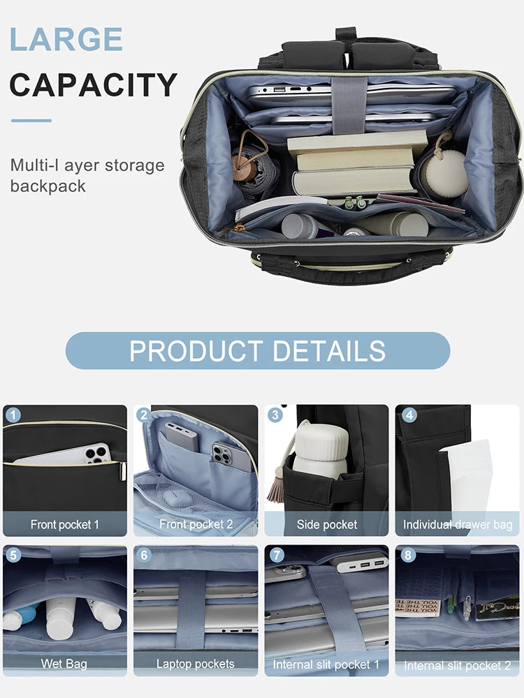 Laptop Backpack for Women Water Resistant Travel Work Backpacks Purse Stylish Business Teacher Nurse Computer Bag with USB Port