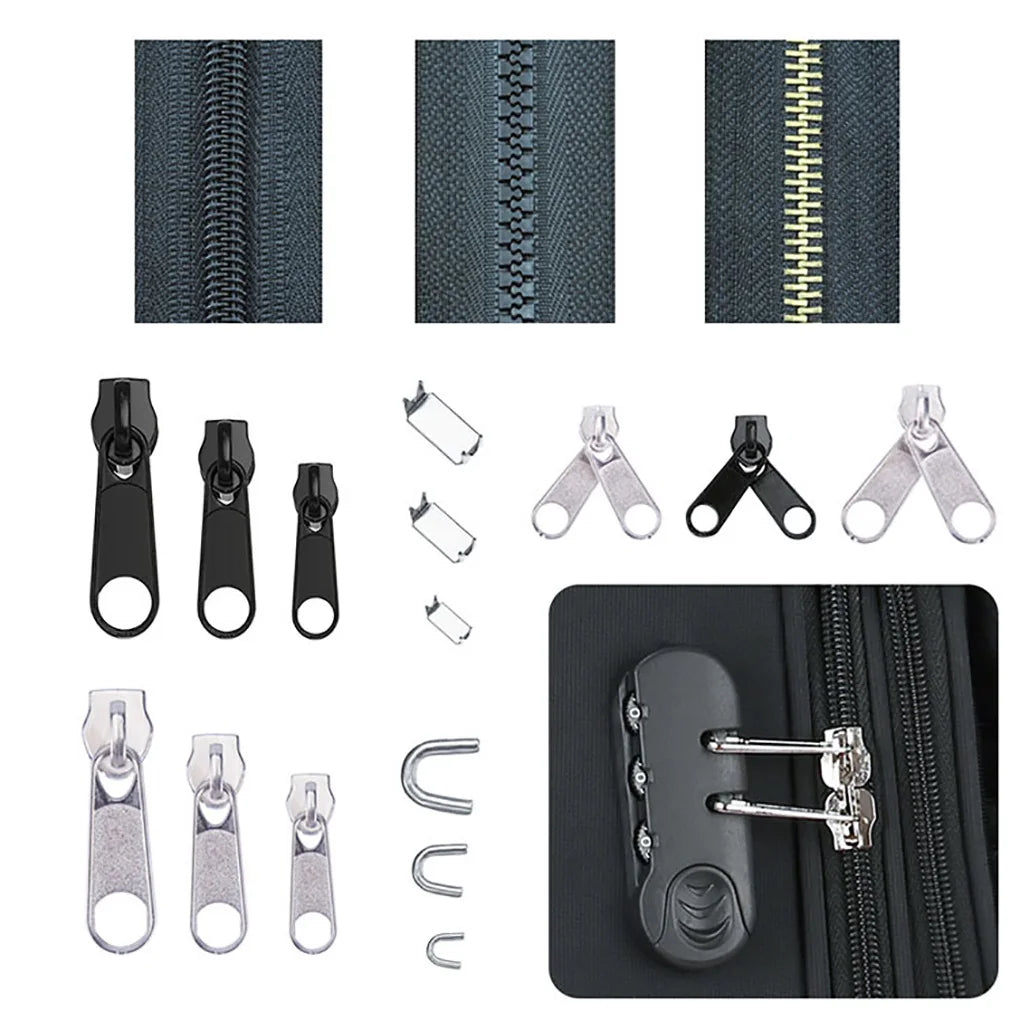 84pcs/Bag Zipper Repair Kit Zip Slider Rescue Universal Zippers Clothes Bag Tent Fix Plier Sewing Tool