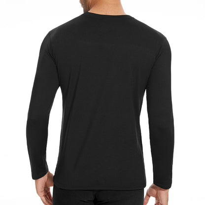 Men Thermal Underwear Tops Fleece Thickened T-Shirt 4-Way Stretch Winter Thermo Pullover Long Sleeve Base Tee Moisture Wicking