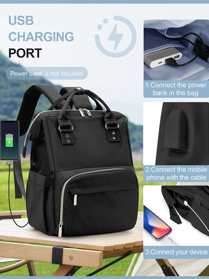 Laptop Backpack for Women Water Resistant Travel Work Backpacks Purse Stylish Business Teacher Nurse Computer Bag with USB Port