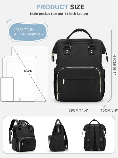 Laptop Backpack for Women Water Resistant Travel Work Backpacks Purse Stylish Business Teacher Nurse Computer Bag with USB Port