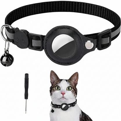 Reflective Cat Collar with AirTag Holder and Bell