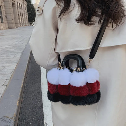 Winter Handbag Women Luxury Faux Fur Hand Bags Soft Plush Bags For Women 2022 Crossbody Totes Ladys Luxury Clutches Purse
