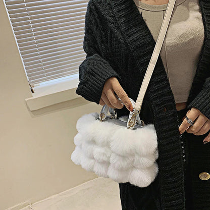 Winter Handbag Women Luxury Faux Fur Hand Bags Soft Plush Bags For Women 2022 Crossbody Totes Ladys Luxury Clutches Purse