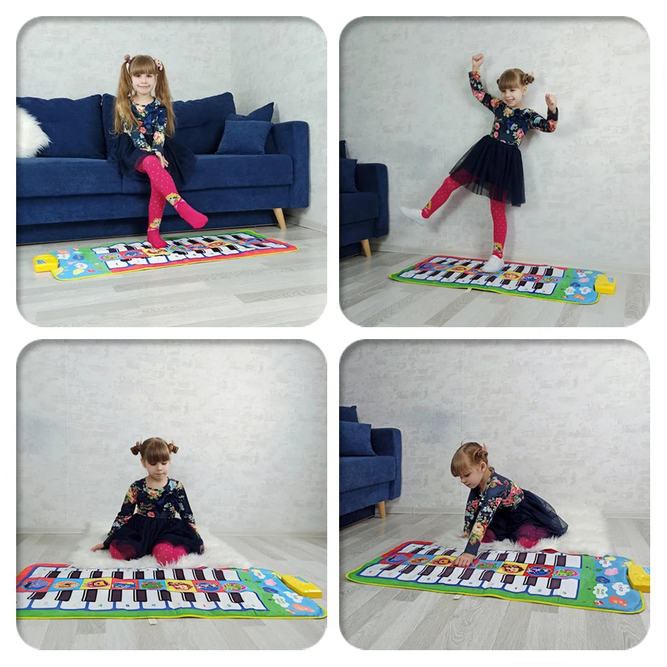 Kids Musical Piano Mat Duet Keyboard Play Mat 20 Keys Floor Piano with 8 Instrument Sound 5 Paly Modes Dance Pad Educatinal Toys