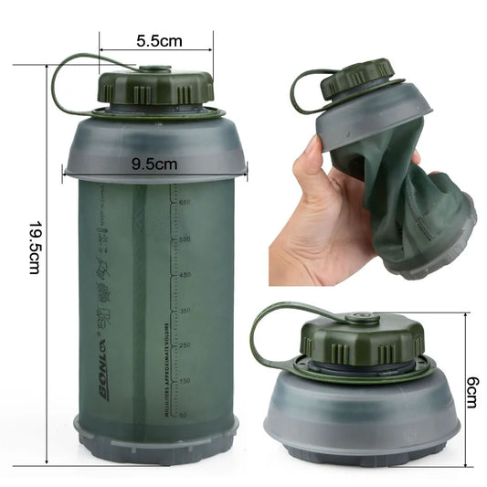 750ML Portable Outdoor Collapsible Sport TPU Soft Water Bottle Folding Kettle Water Bottle Camping Travel Running Bottle