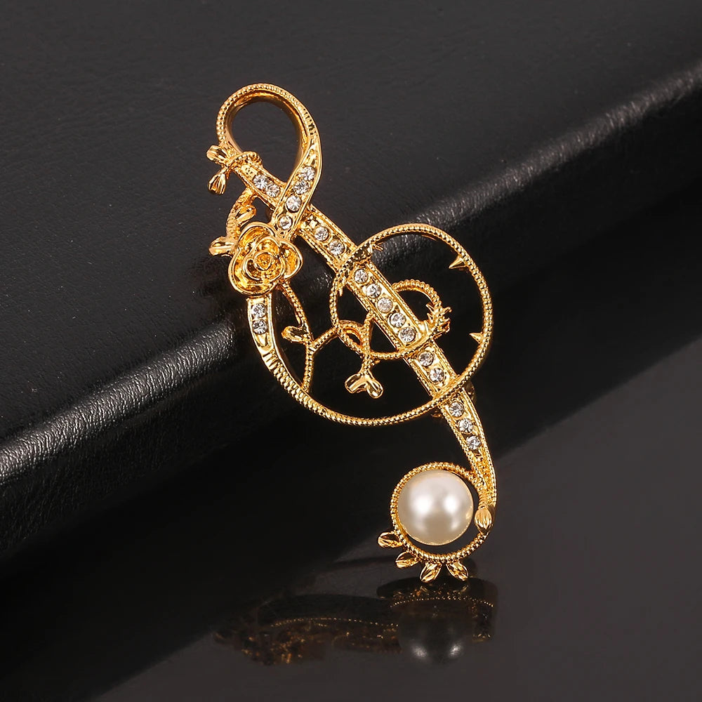 Logo Brooch Musical Note Microphone Metal Pin Singer Concert Luxury Jewelry Ladies Men Accessories