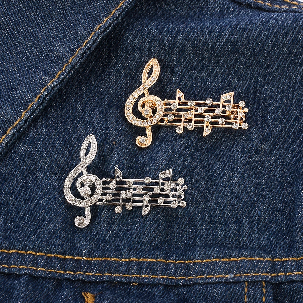 Logo Brooch Musical Note Microphone Metal Pin Singer Concert Luxury Jewelry Ladies Men Accessories