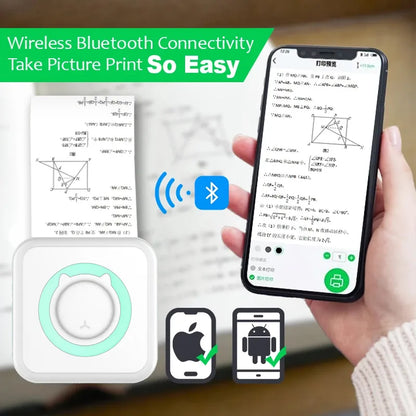 Portable Mini Thermal Printer Wirelessly BT 203dpi Photo With USB Cable Imprimante Portable