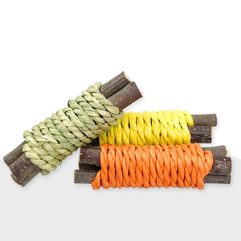 3 Pieces Rabbit Toy Hamster Chew Toys Set Molar Teeth Care for Pet Rat Guinea Pigs Wooden Branch Juguetes Para Conejos Mascotas