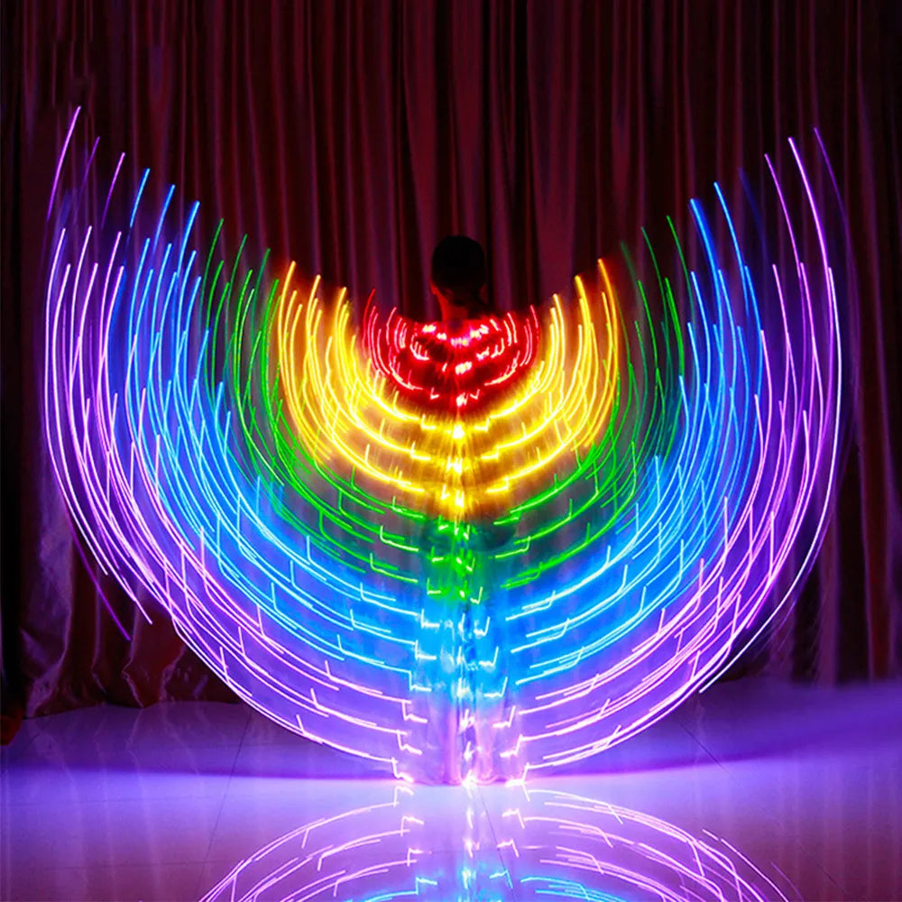 LED Rainbow Wings Adult Children Costume Circus Led Light Luminous Costumes Party Show Isis Wings Dancewear