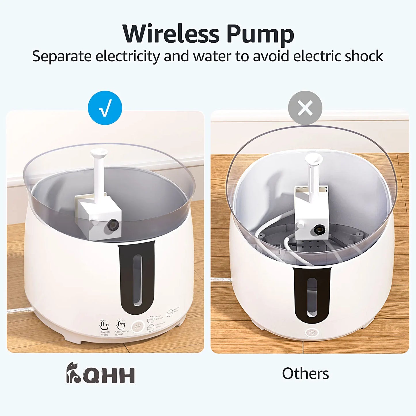 Water Fountain with Wireless Pump Pet Water Fountain for Cats Inside Automatic Smart Fountain App Control Easy Cleaning