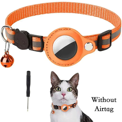 Reflective Cat Collar with AirTag Holder and Bell