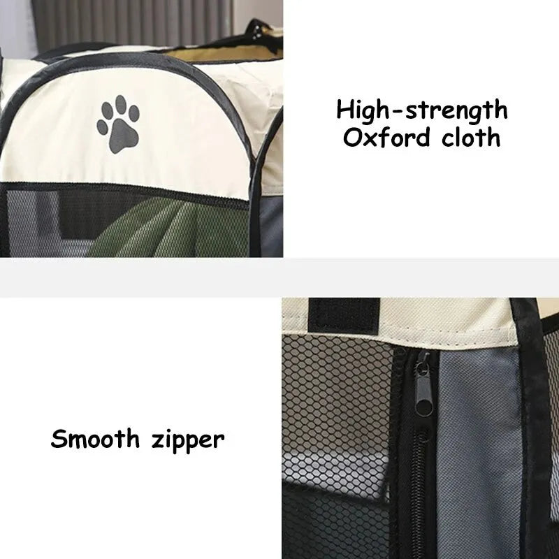 PawParadise PopUp Pet Retreat Portable Foldable Pet Tent Kennel Octagonal