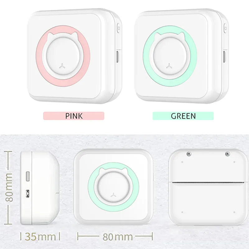 Portable Mini Thermal Printer Wirelessly BT 203dpi Photo With USB Cable Imprimante Portable