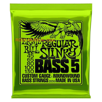 Ernie Ball Bass Strings Hybrid Slinky Round Wound For 4 String 2832 Regular Slinky 45-130 For 5 String 2836  Electric Bass