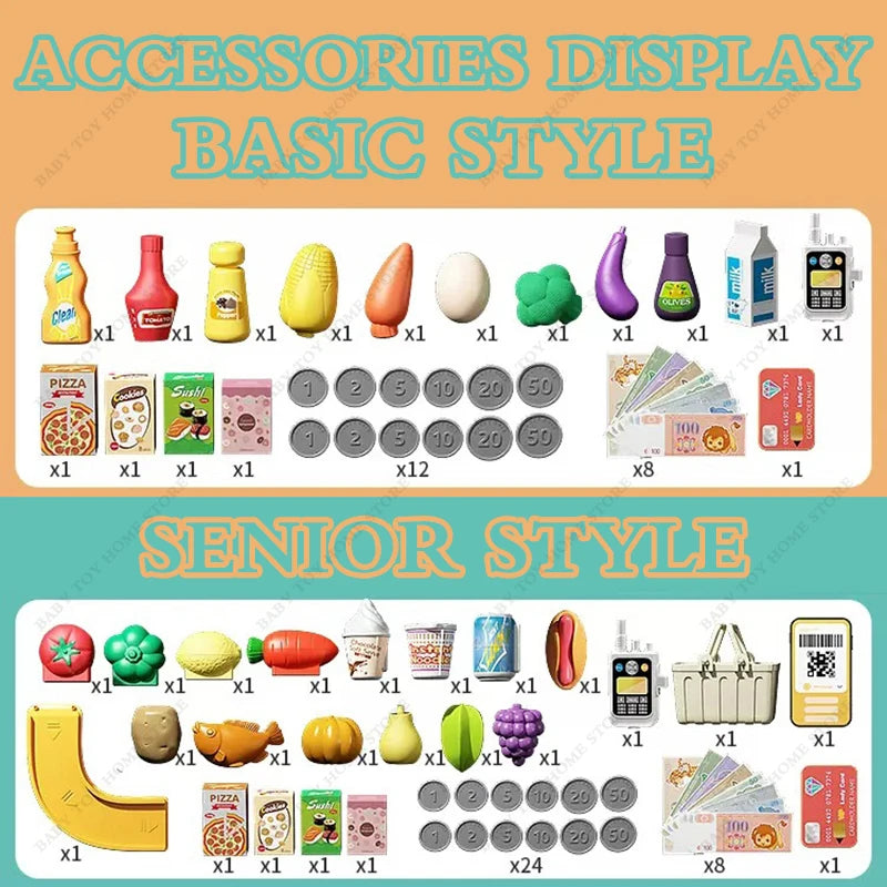 Simulation Supermarket Cash Register Game Toy Electronic Pretend Play House Toys Puzzle Weighing Machine Transmitter Kids Toy