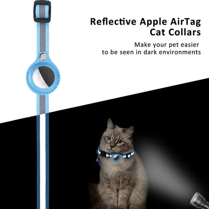 Reflective Cat Collar with AirTag Holder and Bell