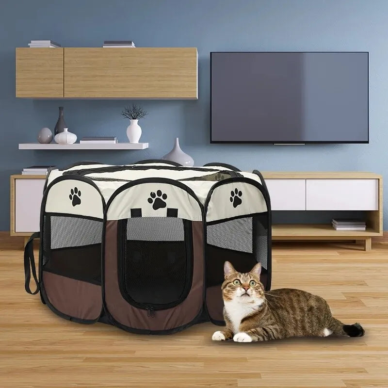 PawParadise PopUp Pet Retreat Portable Foldable Pet Tent Kennel Octagonal