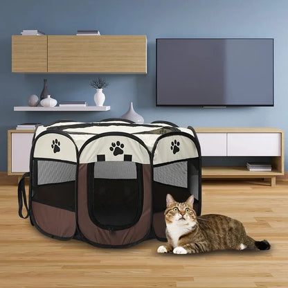 PawParadise PopUp Pet Retreat Portable Foldable Pet Tent Kennel Octagonal