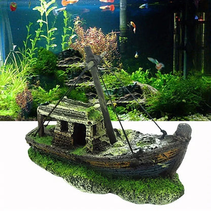 Transform your aquarium into a captivating underwater world with our Pirate Ship Wreck Decoration! Watch as your fish explore this stunning resin ornament, adding excitement to their aquatic habitat.