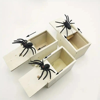 New Trick Spider Funny Scare Box Wooden Hidden Box Quality Prank Wooden Scare Box Fun Game Prank Trick Friend Toy Halloween Gift