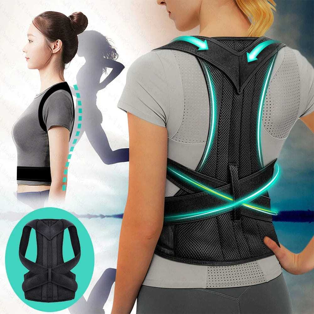 Adjustable Reinforced Belt Lumbar Shoulder Spine Brace Neck Stretcher Trainer