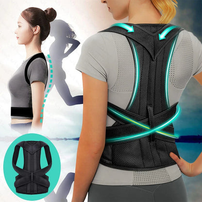 Adjustable Reinforced Belt Lumbar Shoulder Spine Brace Neck Stretcher Trainer
