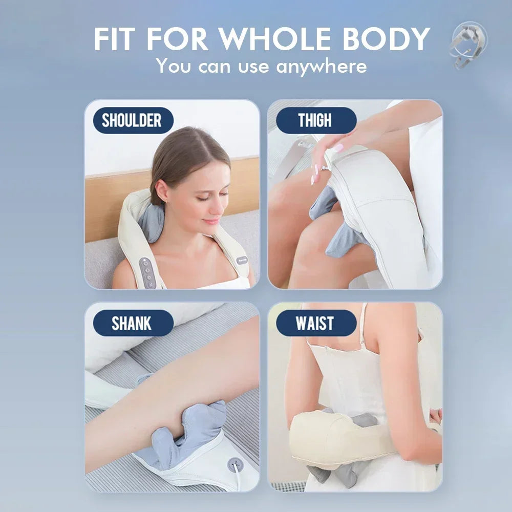 Wireless Smart Neck and Back Shoulder Massager Hot Compress Relieve Cervical Back Muscle Pain Relaxation Body Massage Shawl
