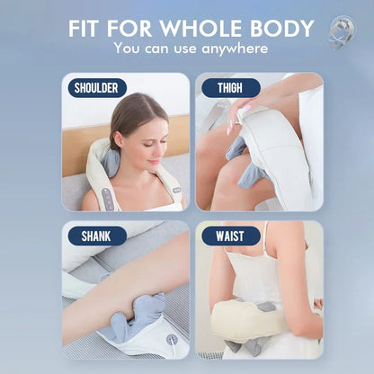 Wireless Smart Neck and Back Shoulder Massager Hot Compress Relieve Cervical Back Muscle Pain Relaxation Body Massage Shawl