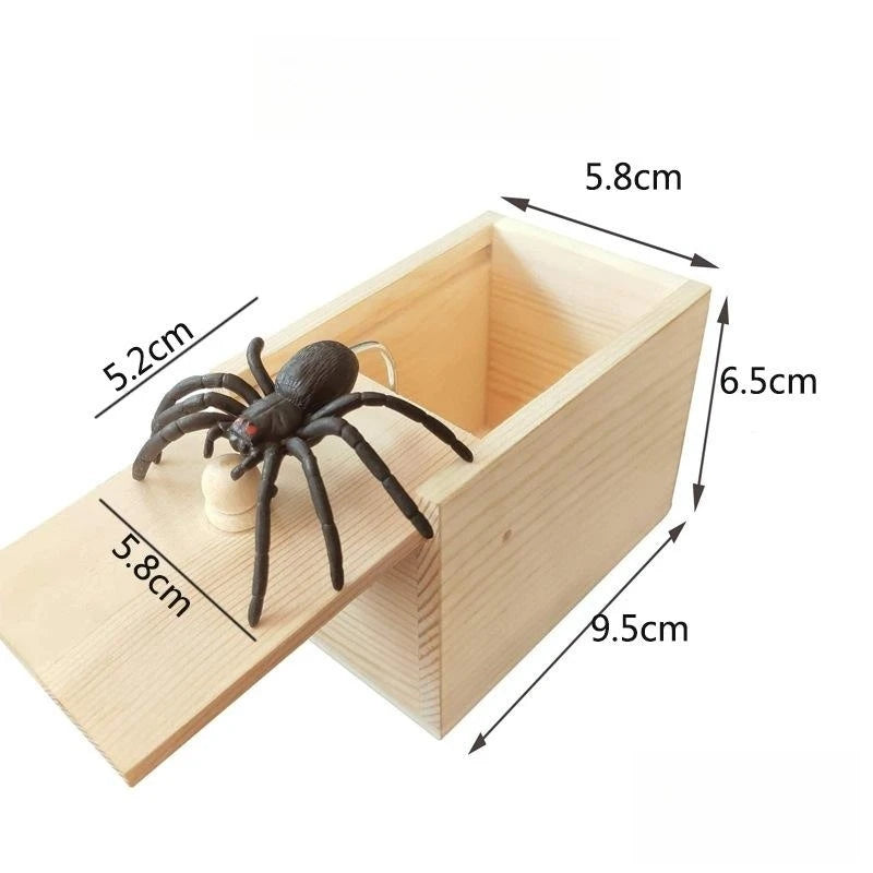 New Trick Spider Funny Scare Box Wooden Hidden Box Quality Prank Wooden Scare Box Fun Game Prank Trick Friend Toy Halloween Gift