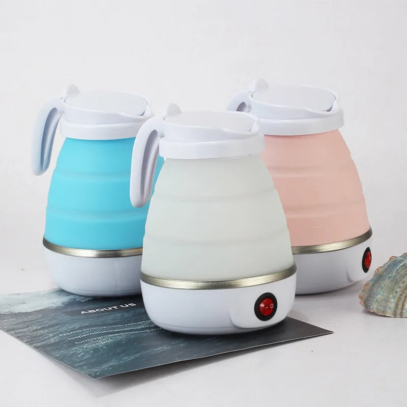 Pocket POT Mini Electric Kettle Portable Mini Foldable Kettle Silicone Electric Kettle Heater Outdoor Travel Home Tea Pot Water Kettle 0.6L 600W