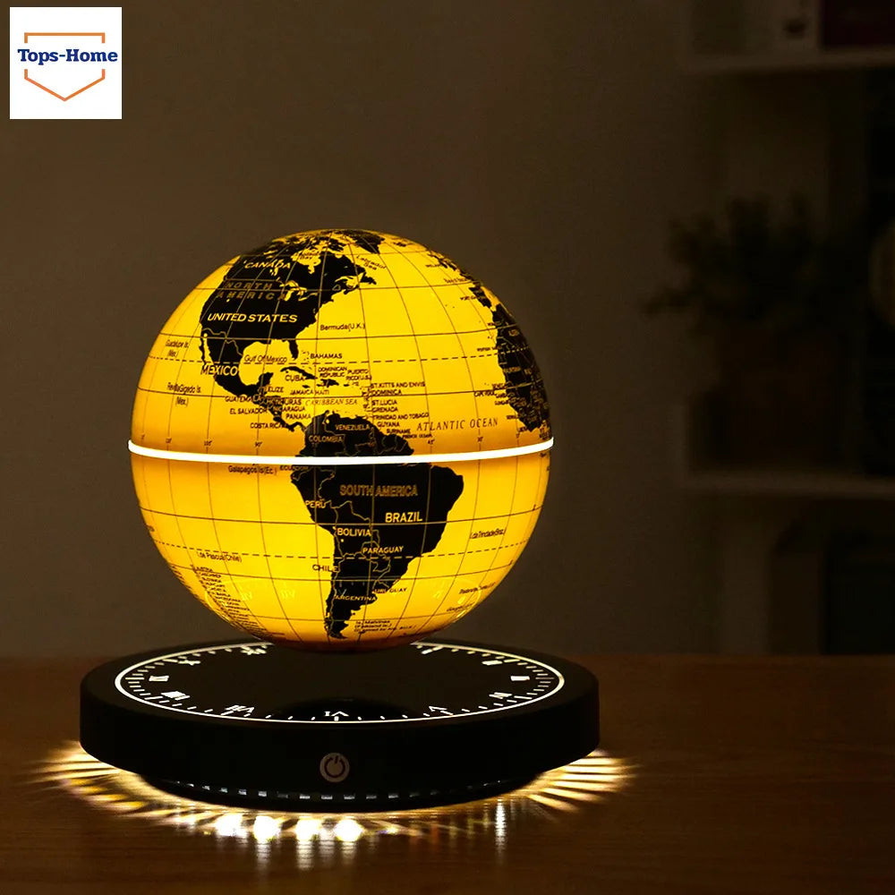 Magnetic Levitation Globe Ornament,3D Luminous Self Rotating Night LED Light,Office Desktop Decoration,Originality Gift