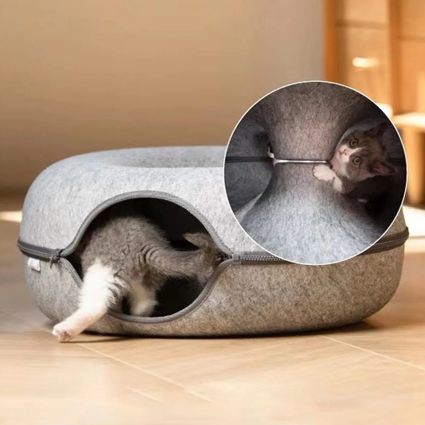 Funny Donut Cat Bed Pet Cat Tunnel Interactive Game Toy Cat Bed Dual-use Indoor Toy Kitten Sports Equipment Cat Training Toy Cat House