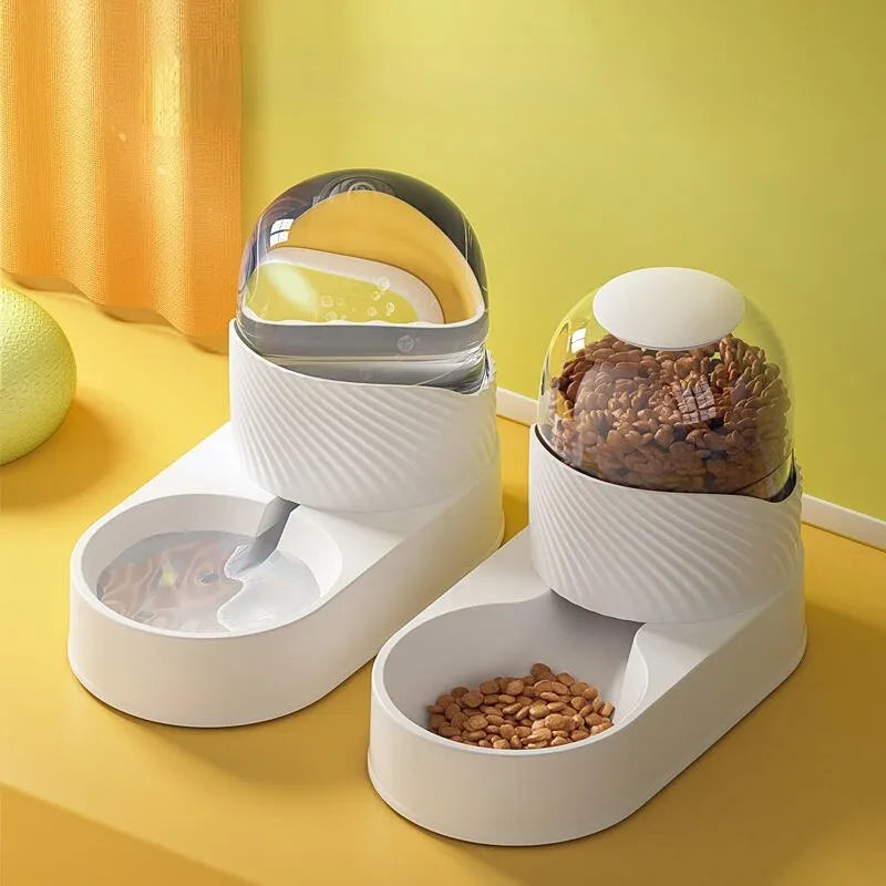 Pet Automatic Feeder Water Dispenser Set, Gravity Cat Food Container Pet Water Drinking Feeder, Self Feeding Station