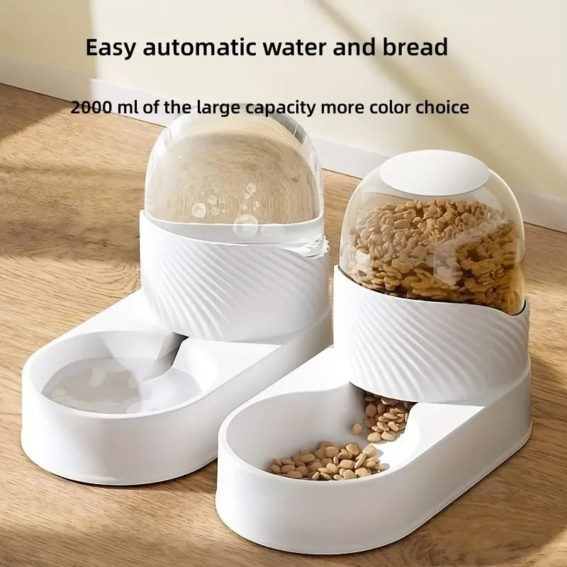 Pet Automatic Feeder Water Dispenser Set, Gravity Cat Food Container Pet Water Drinking Feeder, Self Feeding Station