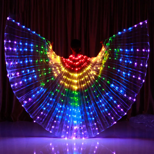 LED Rainbow Wings Adult Children Costume Circus Led Light Luminous Costumes Party Show Isis Wings Dancewear