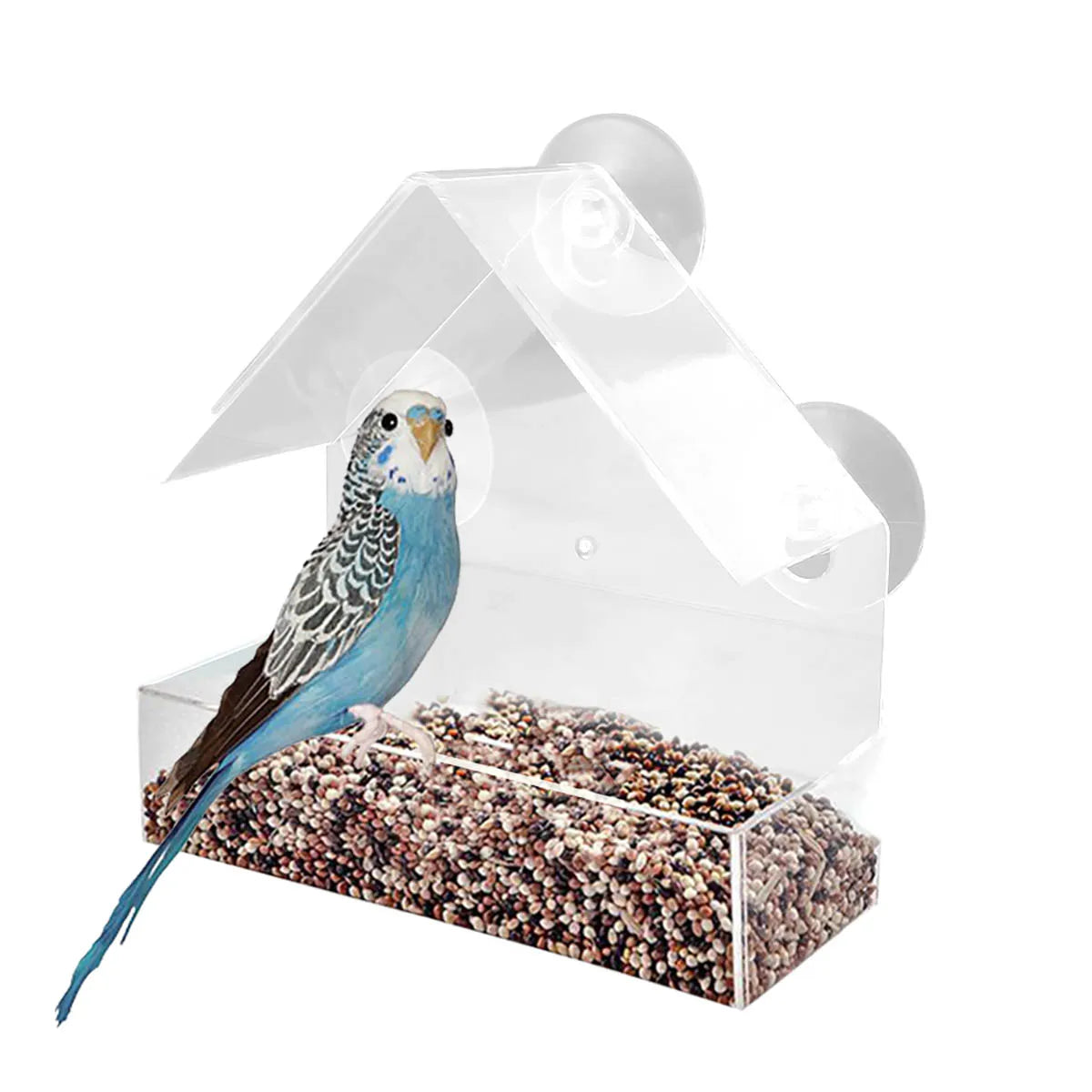 Window Wild Bird Feeder House Transparent Wild Table Removable Suction Cups Sliding Feed Tray for Garden Patio Yard