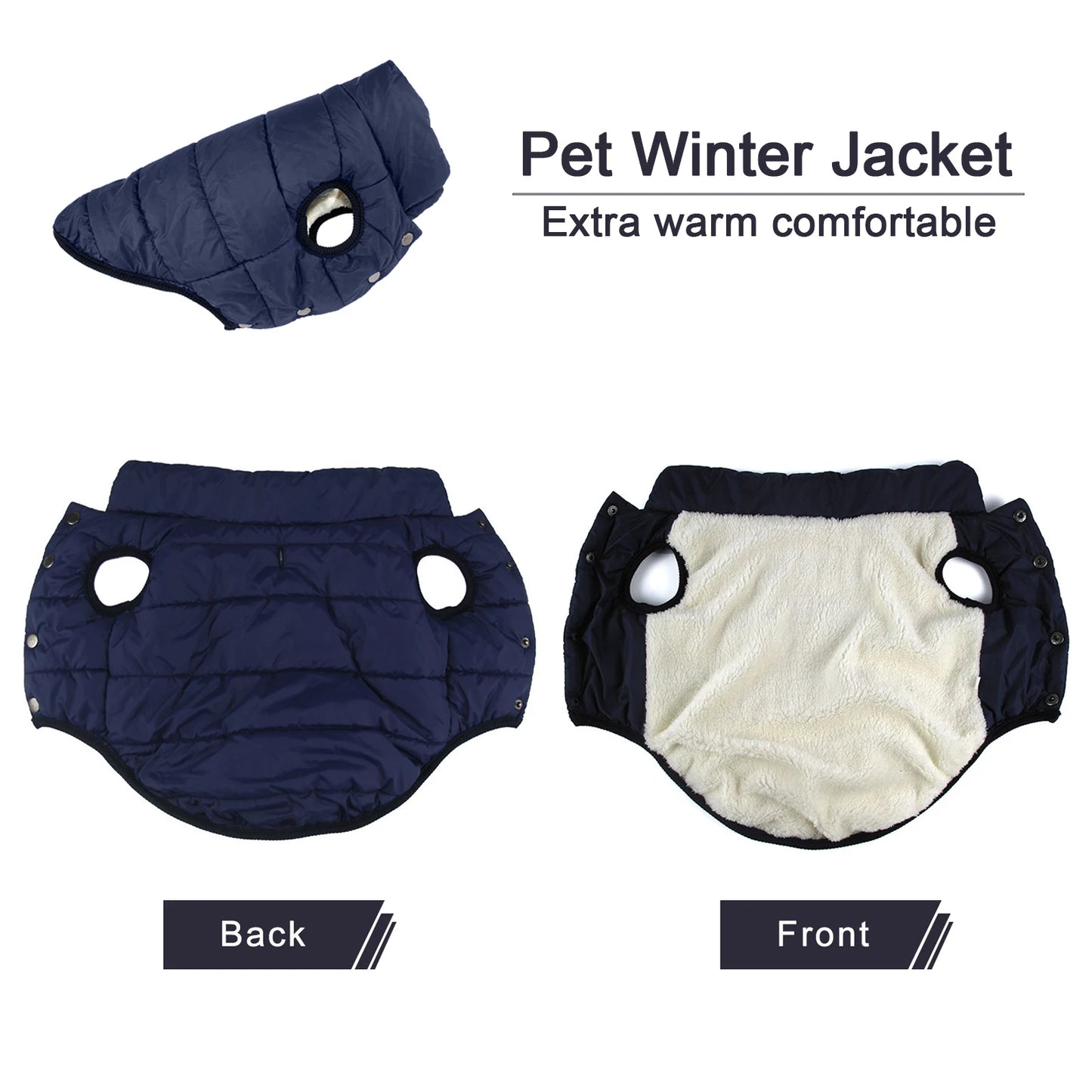 Proof Warm Dog Jacket with Fleece Cotton Lining Chihuahua French Bulldog Puppy Clothing Coat