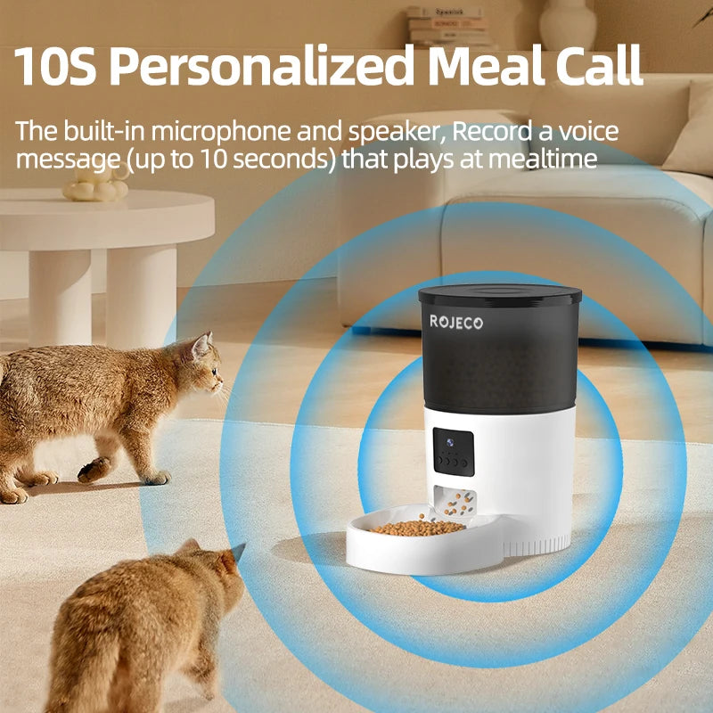 ROJECO Smart Automatic Pet Feeder With Camera Video - 3L Wi-Fi App control for Cats & Dogs