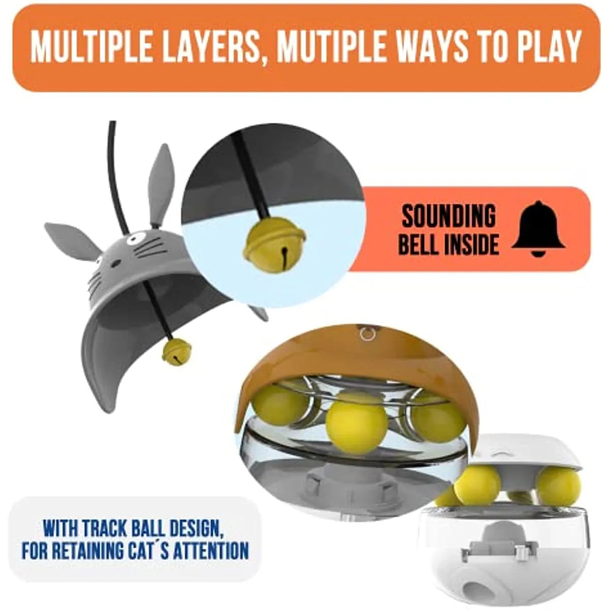 TreatTrainer Cat Enrichment Toy
ATUBAN Interactive Cat Feeder Toy,Treat Dispenser Exercise Toys,Feeding Food Toy Dispenser,Car Indoors- Sounding Bell cat tower