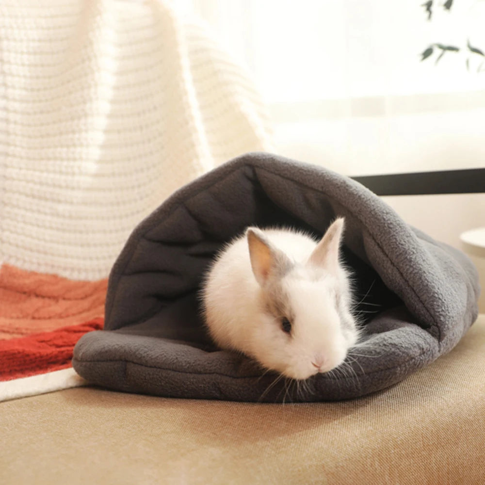 CozyNest™ Semi-Closed Pet Bed – Winter Warmth for Cats & Rabbits