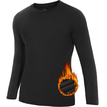 Men Thermal Underwear Tops Fleece Thickened T-Shirt 4-Way Stretch Winter Thermo Pullover Long Sleeve Base Tee Moisture Wicking