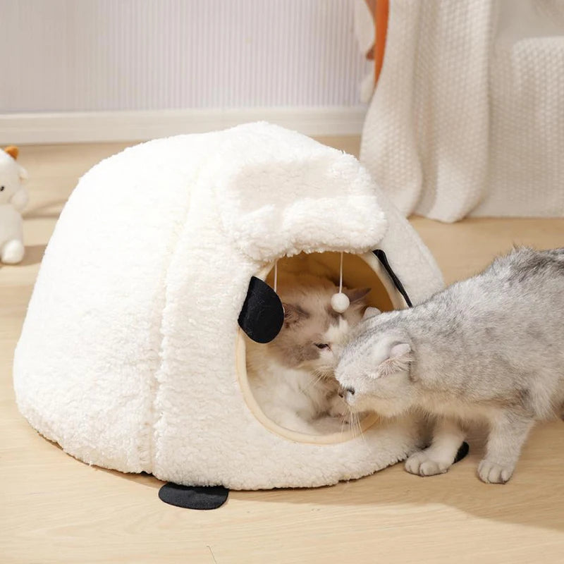 CozySheep™ Winter Cat Villa – Semi-Closed 3D Cat House for All Seasons