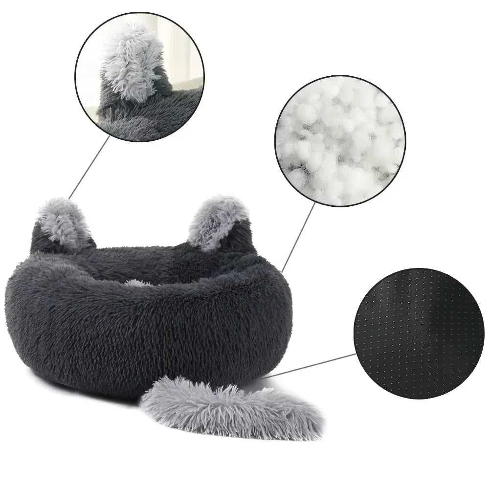 SnuggleSpace - Plush Cartoon Pet Cave Bed – Super Soft Warm Nest for Cats (and Small Dogs)