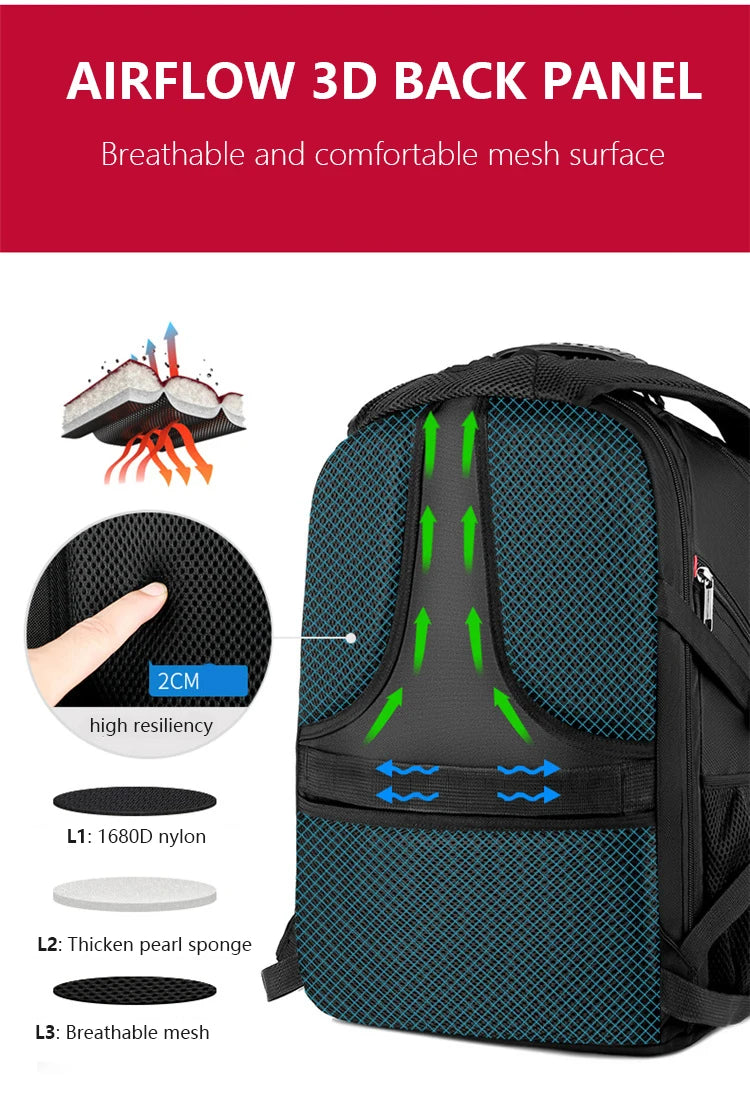Swiss-Multifunctional bags Durable 17 Inch Laptop Backpack,45L Travel Bag,College Bookbag,USB Charging Port,Water Resistant