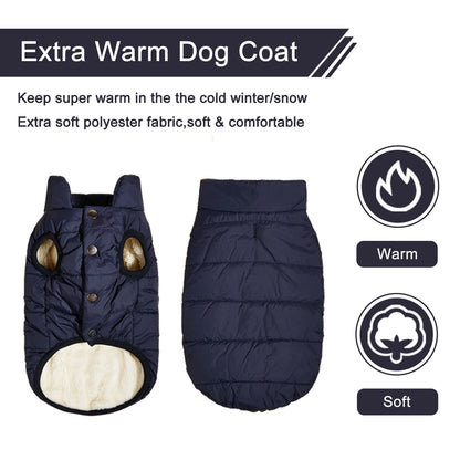 Proof Warm Dog Jacket with Fleece Cotton Lining Chihuahua French Bulldog Puppy Clothing Coat